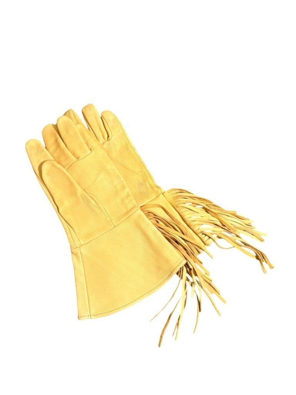 Leather Fringe Cowboy Gloves Medium Ranch Tan Natural EUC Riding Work EUC